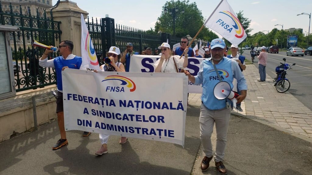 Protest Federația Națională a Sindicatelor din Administrație. Foto Facebook