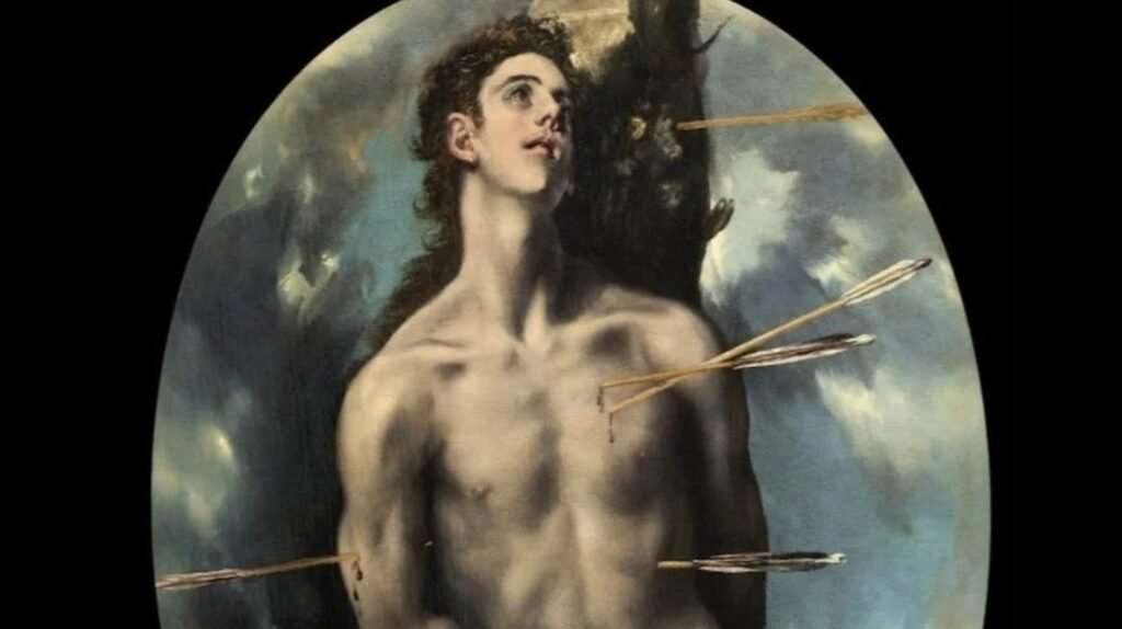 Tabloul „Sfântul Sebastian” de El Greco a fost pictat la începutul anilor 1600, are dimensiuni de 90.2 x 70.5 cm și a aparținut Regelui Carol I