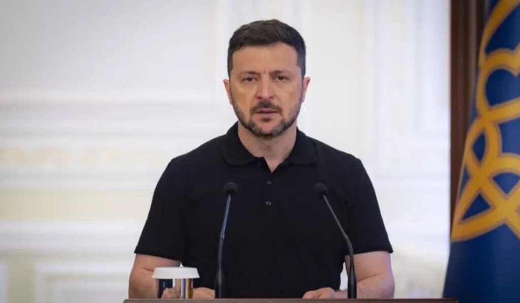 Volodimir Zelenski în timpul unui discurs