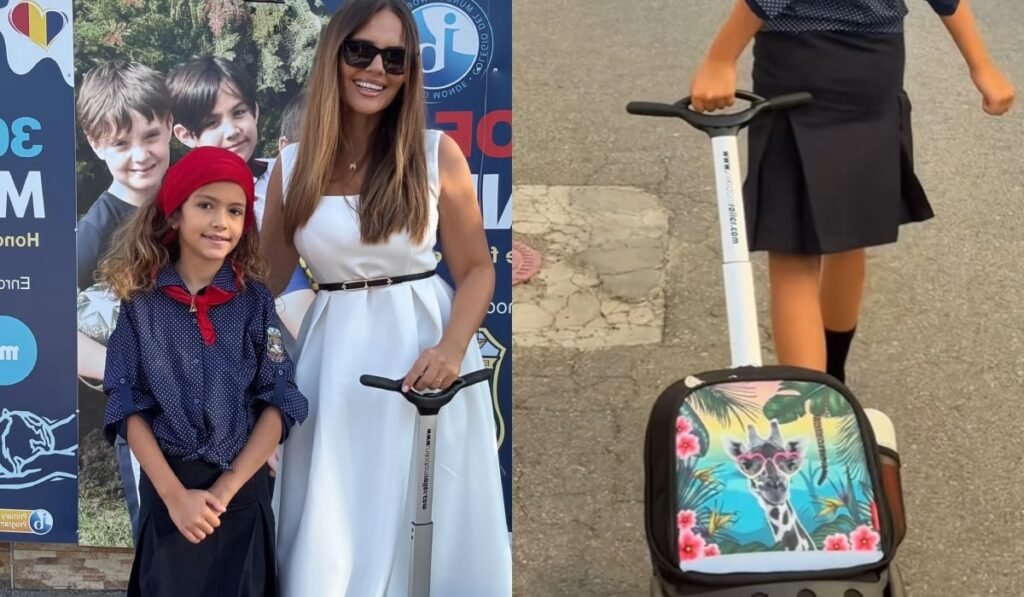 Cât costă ghiozdanul cu care Petra, fiica lui Mădălin Ionescu și a Cristinei Șișcanu, a venit în prima zi de școală