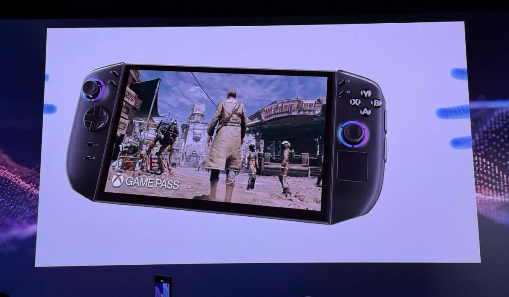 Lenovo lansează consola Legion GO 2 și laptopuri noi de gaming cu procesoare AMD și Intel Consola portabilă de gaming Lenovo Legion GO 2, pe fundal alb, în timpul unei prezentări.