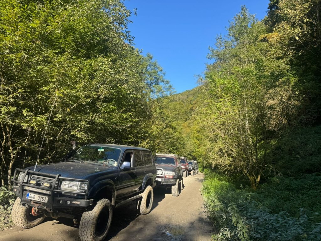 Turiști cehi prinși cu mașini off-road în Poiana Mărului, amendați de jandarmi