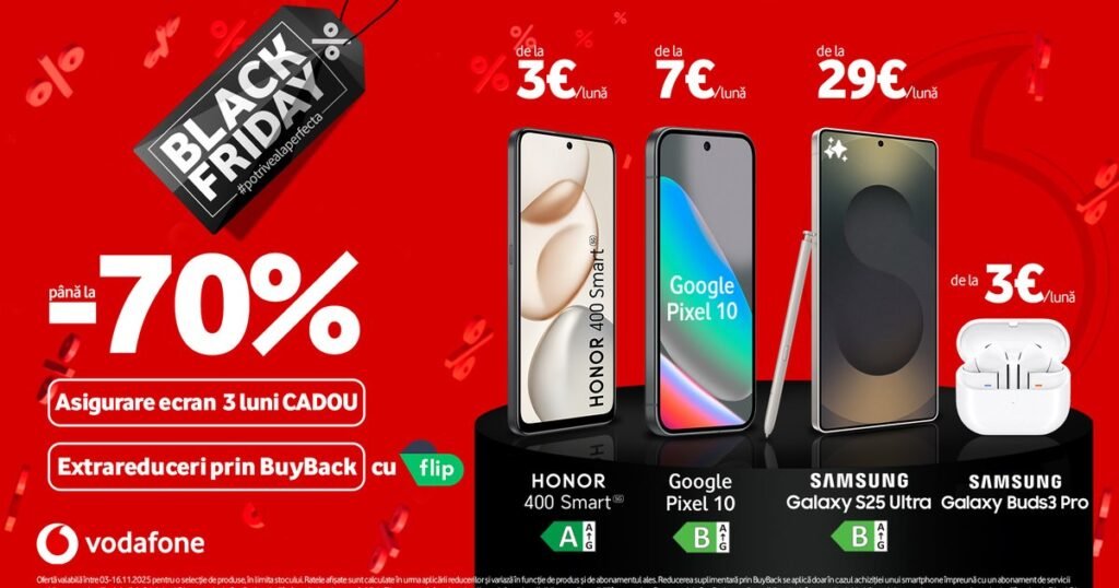 Black Friday de la Vodafone aduce potriveala perfectă cu reduceri de până la 70%