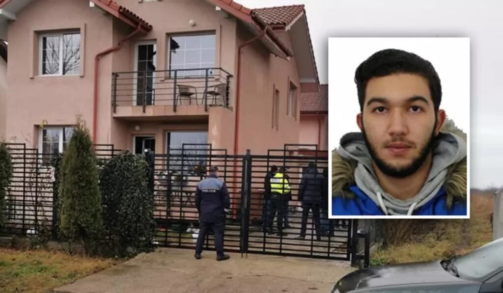 Vila unde a avut loc crima, echipaje de poliție și criminalul