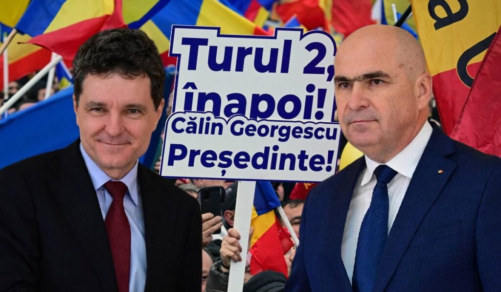 Colaj cu Nicusor Dan, Ilie Bolojan si protestul sustinătorilor lui Călin Georgescu