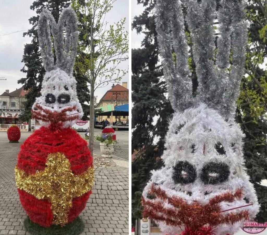 Iepurași horror amplasați în centrul Municipiului Baia Mare aprind spiritele printre localnici / „Te doare mintea cum arată”