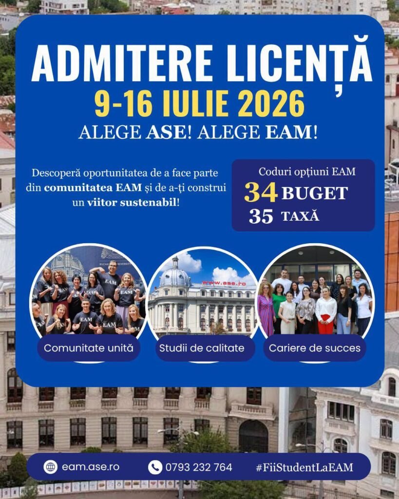 Facultatea de Economie Agroalimentară și a Mediului din cadrul ASE București dă startul admiterii 2026 Facultatea de Economie Agroalimentară și a Mediului din cadrul ASE București dă startul admiterii 2026